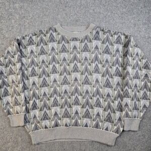 Vintage Grandpa Sweater Mens L Geometric Abstract Crewneck Pullover 90s USA Made